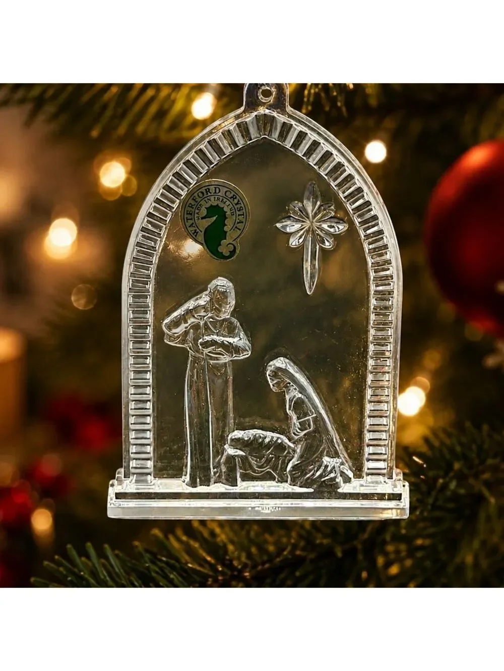 Vtg Waterford Crystal Holy Family Nativity Ornament 1st Edition Ireland In Box
